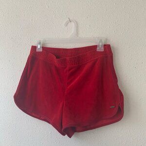 Hollister red velour lounge shorts